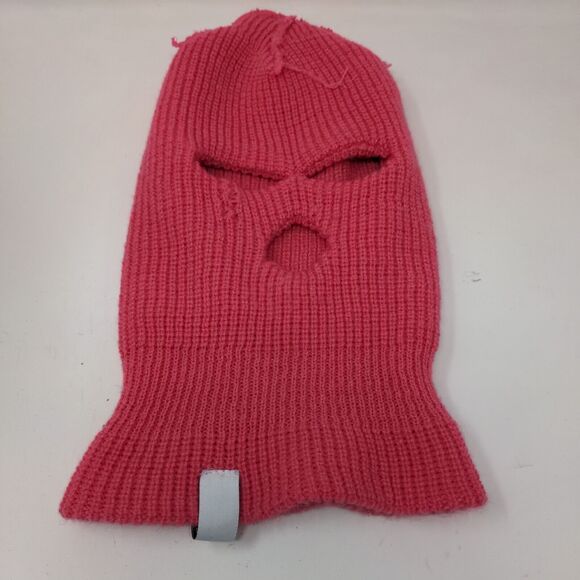 Top Headwear Women's Knit Facemask Hat Pink Patch Logo Eye Mouth Holes - Picture 8 of 10